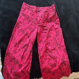 Maeve by Anthropologie the Colette Red Floral Wide-Leg Pants